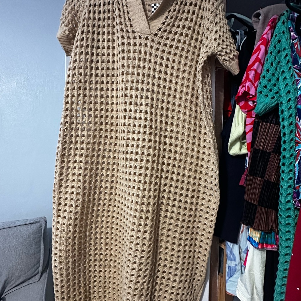 Elegant Tan Knit Dress